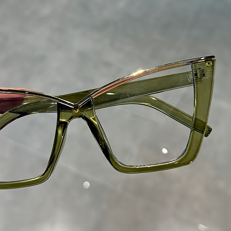 Vintage Cat Eye Glasses - Jelly Color Frame & Clear Lenses (Eye Protection) - HalleBeauty